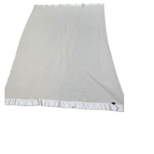 Ralph Lauren Waffle Weave Blanket 68x82 Creme  Satin Bound Made in‎ USA